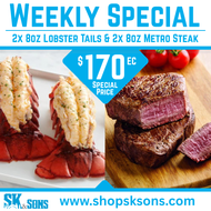 2x 8oz lobster tails & 2x 8oz metro tenderloin steaks